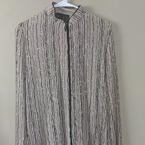 Alex Evenings Beige and Black Metallic Jacket - Size M